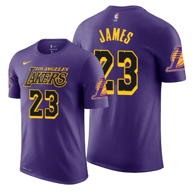 Men's Los Angeles Lakers LeBron James #23 NBA City Edition Purple Basketball T-Shirt LQQ0683PU